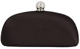 Half Moon Shape Satin/ Leather Mini Clutch, with Rhinestone Closure, Evening Bag - Hope (41 8029)
