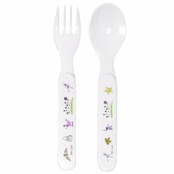 Fork Spoon Set Baby Cie Ballerine: Pink Ballerina Melamine Colorful Melamine Dinnerware with wording