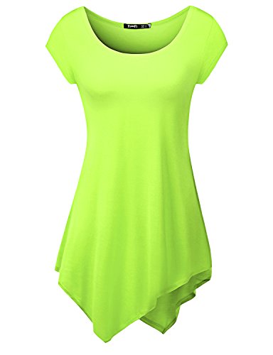 Womens Short Sleeve Comfy Long Tunic With Various Cut-Out Unbalanced Tunic