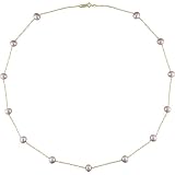 10K Yellow Gold 5.5-6mm Pink Cultured Freshwater Pearl Tin-Cup Necklace
