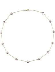 10k Yellow-Gold 5.5-6 MM Pink Freshwater Cultured Pearl Strand, 18"