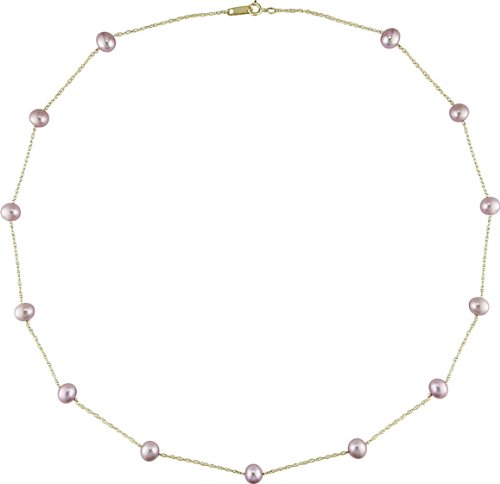External hard drive:10K Yellow Gold 5.5-6mm Pink Cultured Freshwater Pearl Tin-Cup Necklace