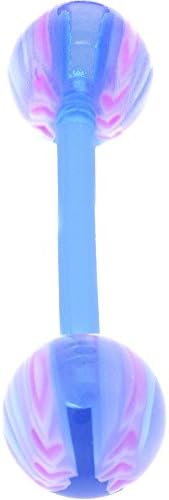 Bioplast Light Blue Blazing Baseball Barbell Tongue Ring