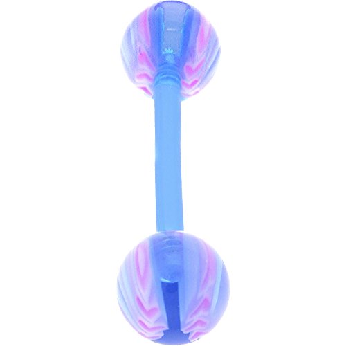 Bioplast Light Blue Blazing Baseball Barbell Tongue Ring