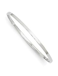 14k White Gold 3mm Polished Square Tube Slip On Bangle. Metal Wt- 3.34g