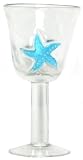 Hand Blown Glass Starfish Water Glass 7.75"H Set of Four