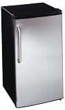 Summit FF43SSTB 3.6 cu. ft. Compact Refrigerator with Adjustable Wire Shelves, Door Storage, Adjustable Thermostat and Wrapped Stainless Steel Door w/ Towel Bar Handle: Black