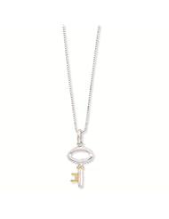 Sterling Silver White Ice Genuine Diamond Gold-plated Key Necklace - Colorless Diamonds Collection
