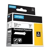 Rhino RhinoPRO 5000 Permanent Polyester Tape. RHINOPRO .375IN X 8FT WHITE PERMANENT POLY LABELS LABELS. 0.37' Width x 18' Length - 1 Each - Polyester - Direct Thermal