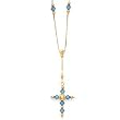 14K "Y" NECKLACE W/ TOPAZ CRYSTAL CROSS, 16"