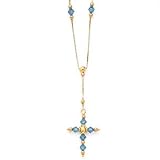 14K "Y" NECKLACE W/ TOPAZ CRYSTAL CROSS, 16"