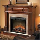 Newport Traditional 32" Burnished Walnut Electric Fireplace Surround: Cream Marble-Look
