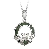 Sterling Silver & Connemara Marble Claddagh Pendant