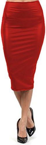 Meihuida Women's Bandage Fitted Bodycon Faux Leather Midi Pencil Skirt(burgundy Lable M)