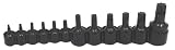 Lisle 27200 1/4, 3/8 & 1/2 In Drive Torx Bit Set - 12 Pc