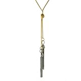 14K 2T Diamond Cut Snake Y Knot w/7+7 Tassel Necklace 17