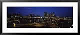 Buildings Lit Up at Night, Winnipeg, Manitoba, Canada Framed Art Poster Print by Panoramic Images, 43x19