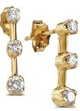 1/2ctw Classic 3-Stone Diamond Yellow Gold Earrings