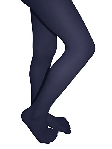 Butterfly Girls Lycra Opaque School Tights Uniform Hosiery Footed Stockings (2-4, Navy Blue)
