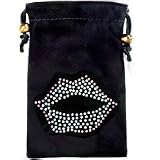 LIPS DESIGN BLACK EPPII CARRYING CASE POUCH WITH HANDSTRAP for ALL CELL PHONES (Blackberry Curve, Pearl, Motorola V3 RAZR, W385, V8, V9m, Palm Centro, Treo, LG Rumor, VX10000, VX8800, CU720 Shine, Samsung I617 Blackjack 2, HTC Touch, 8925 Tilt, Wing, Shadow, Dash, XV6800 Mogul, Sidekick, etc?) / MP3 PLAYERS / IPODS / DIGTITAL CAMERA - RETAIL PACKAGING
