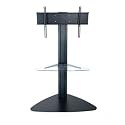 Peerless  SGLB01 Universal Floor Stand with Clear Glass Shelf for 32"-50" Displays  - Black
