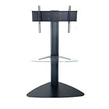 Peerless  SGLB01 Universal Floor Stand with Clear Glass Shelf for 32-50 Displays  - Black