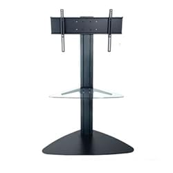 Peerless  SGLB01 Universal Floor Stand with Clear Glass Shelf for 32"-50" Displays  - Black