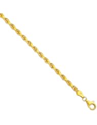 10K Yellow Gold 20" 4.0mm Polish Solid Diamond Cut Royal Rope Chain With Pear Shape Clasp
