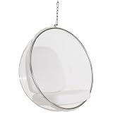 LexMod Eero Aarnio Style Bubble Chair With White Pillows LexMod Eero Aarnio Style Bubble Chair With White Pillows