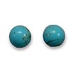 Rhodium Plated Reconstituted Turquoise 8mm Stud Earrings