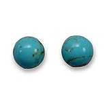 Rhodium Plated Sterling Silver Reconstituted Turquoise 8mm Stud Earrings