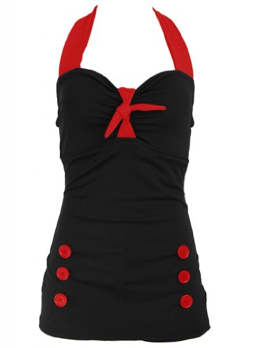 PinupClothingOnline Women's Bow Front Vintage Pin up Rockabilly Swimsuit