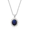 Eleganter royaler Prinzessin Diana Kate Middleton Ketten-Anh�nger mit CZ Saphir und Zirkonia Diamanten, 14 Karat Wei�gold Vermeil