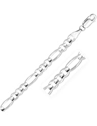 6.0mm 14K White Gold Solid Figaro Bracelet