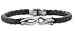 Bracelet in Black Braided Leather with Sterling silver magnetic closure and Oxidized Finish 8 1/2" in length. 6.2mm width of braid