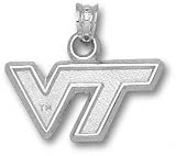 Virginia Tech Hokies Solid Sterling Silver ''VT'' 1/2'' Pendant