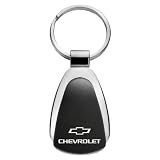 Chevrolet Bowtie Laser Engraved Black Teardrop Keychain 