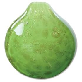 Lampwork Glass Copper Foil Lime Green Dome Pendant 42mm