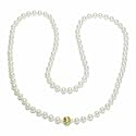 14k Yellow Gold Saltwater Cultured Akoya Pearl AA Grade 7.5-8mm Necklace, 30"