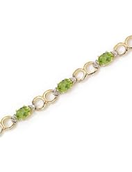 10K Yellow Gold Oval Peridot and Diamond Bracelet