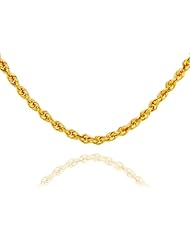 Solid 14k Gold 2mm Machine-Cut Rope Chain Necklace