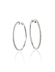 14k White Gold Diamond Hoop Earring with .33 Cttw of Diamonds (G-H Color, SI3-I1 Clarity)