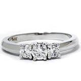 .50CT Three Stone Diamond Past Present Future 14k White Gold Round Engagment Anniversary Ring SZ 6...