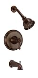 Danze D500026BRT Cape Anne Single Handle Tub and Shower Trim Kit with 4-Inch Showerhead, Tumbled Bro