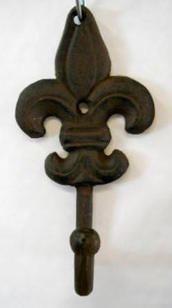 2 Fleur De Lys Coat Hooks Cast Iron LG