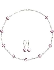 Enhanced Lavender Freshwater Pearl Tin-Cup Necklace and Earring Set in Sterling Silver, Free Shipping and Gift Box