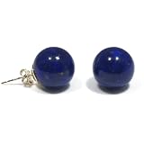 14k Yellow Gold 12mm Lapis Lazuli Stud Earrings