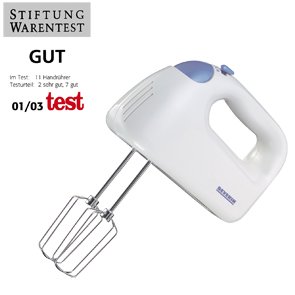 Handmixer 230V/150W inkl. 2 Rührbesen und 2 Knethaken Farbe weiß/taubenblau