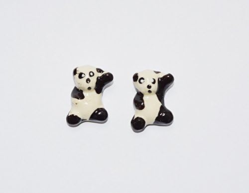 Black &amp; White Panda Dollhouse Miniatures Ceramic Figurine Set Animal Decor (2 Pcs.) for Gifts Toys Collectibles,garden Decoration