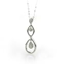 Sterling Silver & Diamond Pendant with Oval Link Chain 18"